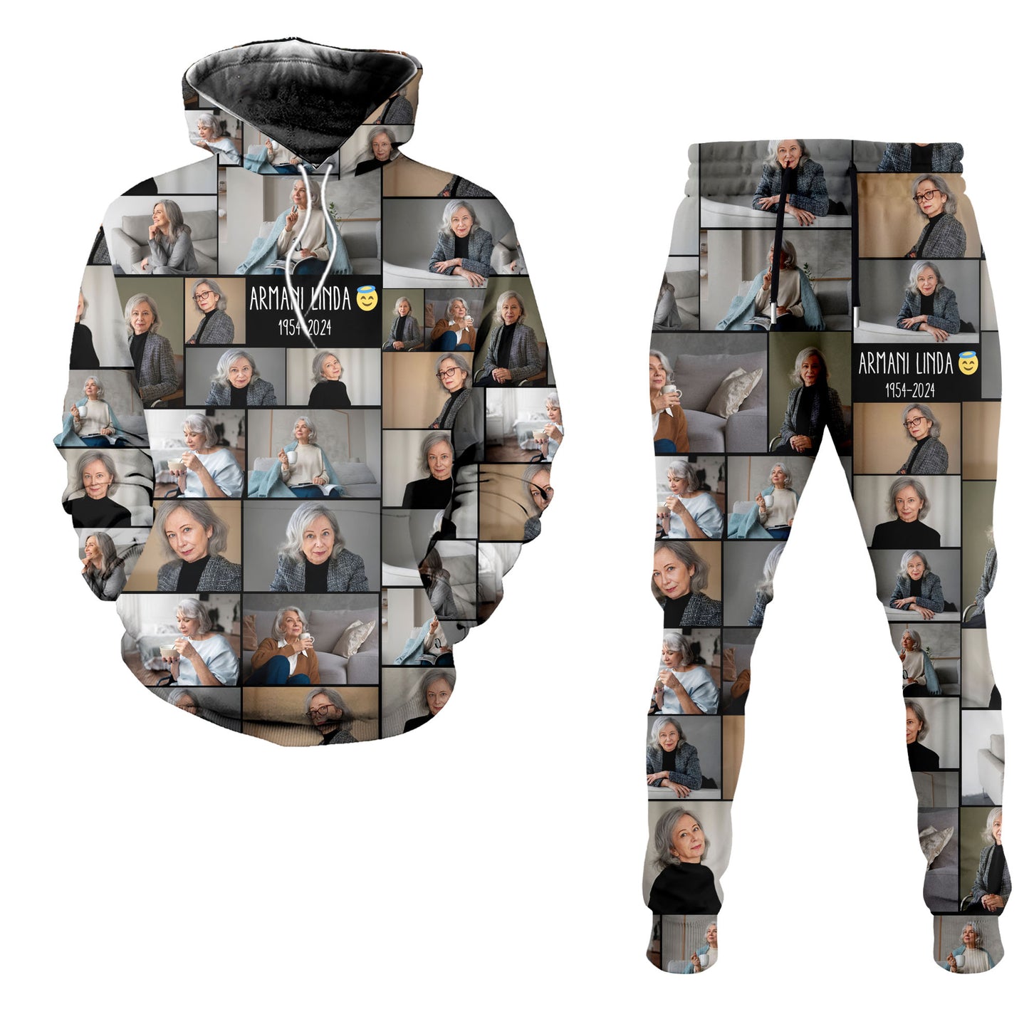 Create a Memorial Gifts for Loss Of Father with Collage Photo & Text on Combo Hoodie And Joggers