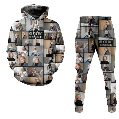 Create a Memorial Gifts for Loss Of Father with Collage Photo & Text on Combo Hoodie And Joggers