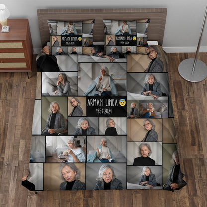 Create a Memorial Gifts for Loss Of Mother with Collage Photo & Text on Quilt Bedding Set