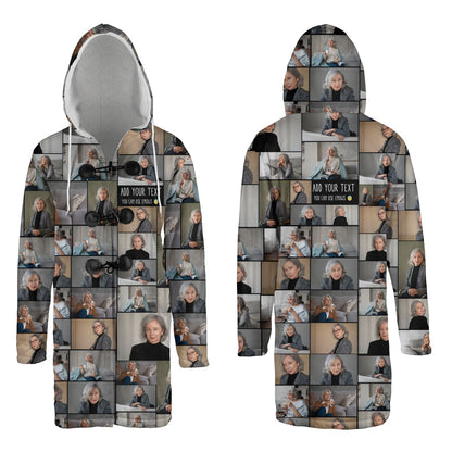 Create a Memorial Gifts for Loss Of Mother with Collage Photo & Text on AOP Hooded Cloak Coat