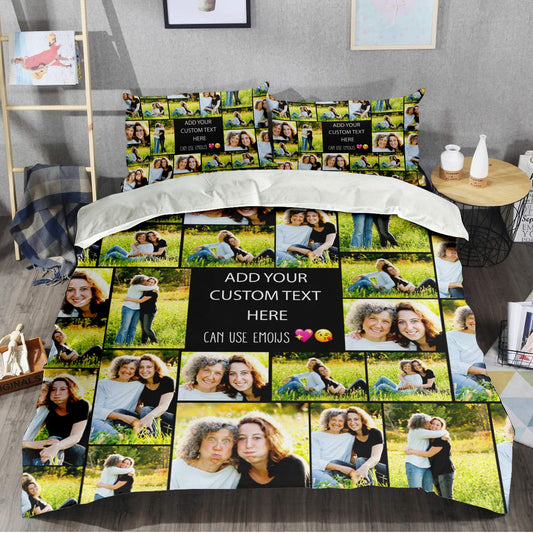 Create a Mother's Day Gift for Mom with Collage Photo & Text on Bedding Set