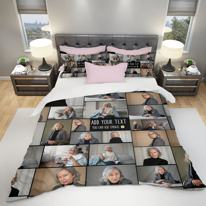 Create a Mother's Day Gift for Mom with Collage Photo & Text on Bedding Set