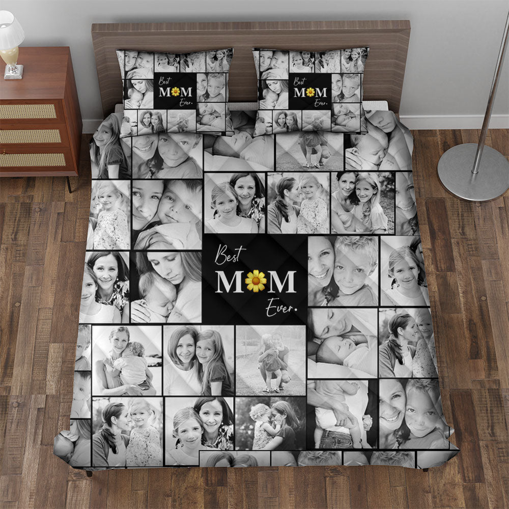 Create a Memorial Gifts for Loss Of Mother with Collage Photo & Text on Quilt Bedding Set