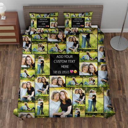 Create a Memorial Gifts for Loss Of Mother with Collage Photo & Text on Quilt Bedding Set