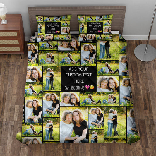 Create a Mother's Day Gift for Mom with Collage Photo & Text on Quilt Bedding Set