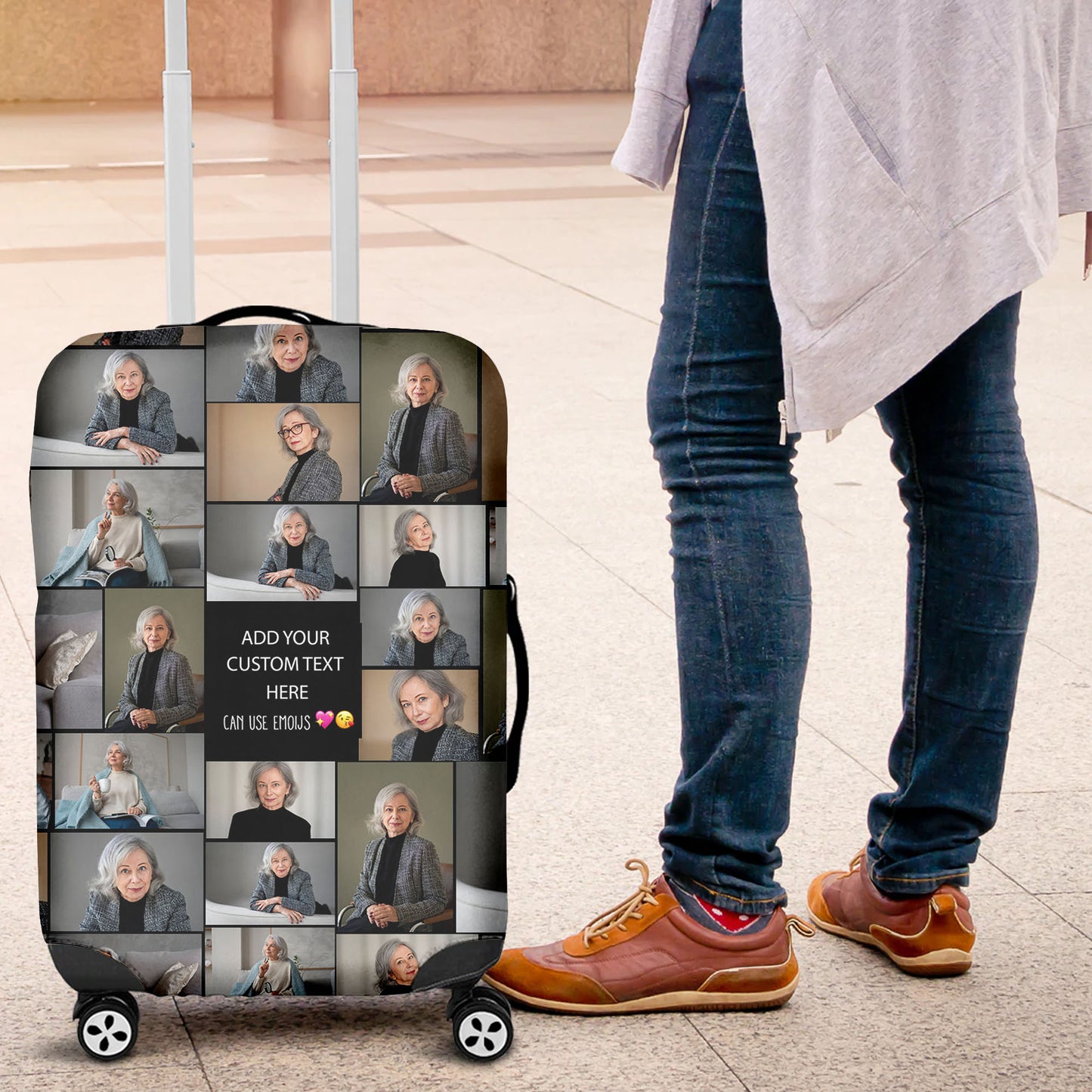 Create a Mother's Day Gift for Mom with Collage Photo & Text on 3D Luggage Cover