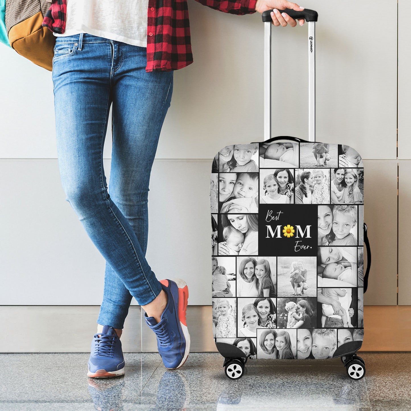 Create a Mother's Day Gift for Mom with Collage Photo & Text on 3D Luggage Cover