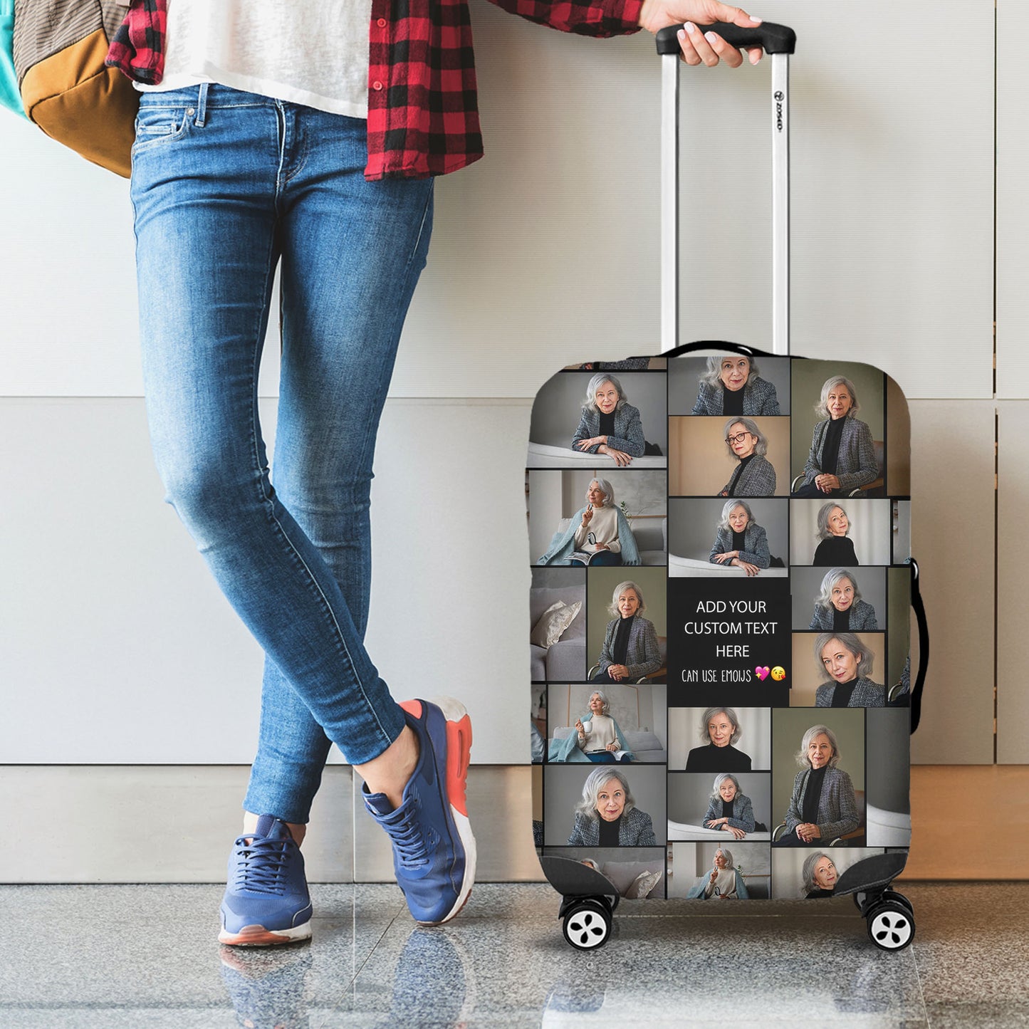 Create a Mother's Day Gift for Mom with Collage Photo & Text on 3D Luggage Cover