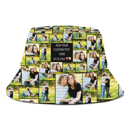 Create a Mother's Day Gift for Mom with Collage Photo & Text on AOP Bucket Hat