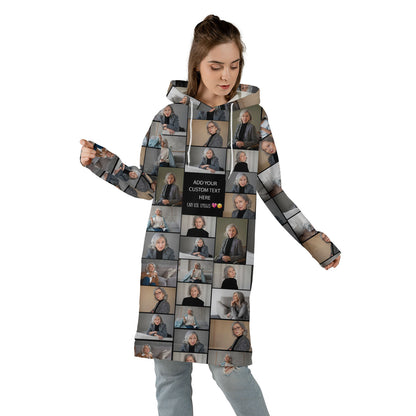 Create a Mother's Day Gift for Mom with Collage Photo & Text on AOP Hoodie Dress