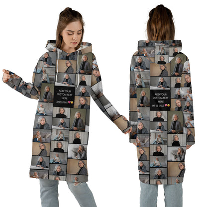 Create a Mother's Day Gift for Mom with Collage Photo & Text on AOP Hoodie Dress