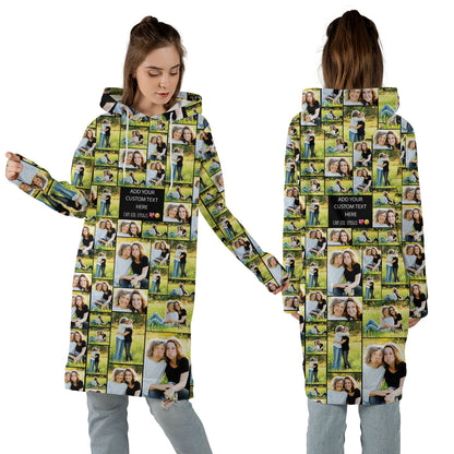 Create a Mother's Day Gift for Mom with Collage Photo & Text on AOP Hoodie Dress