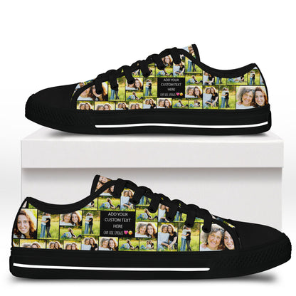 Create a Mother's Day Gift for Mom with Collage Photo & Text on AOP Low Top Shoes