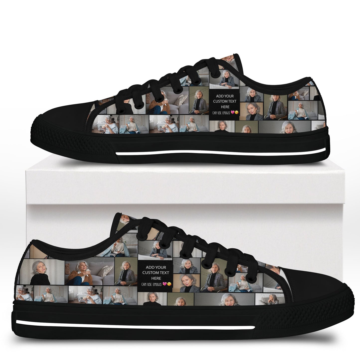 Create a Mother's Day Gift for Mom with Collage Photo & Text on AOP Low Top Shoes