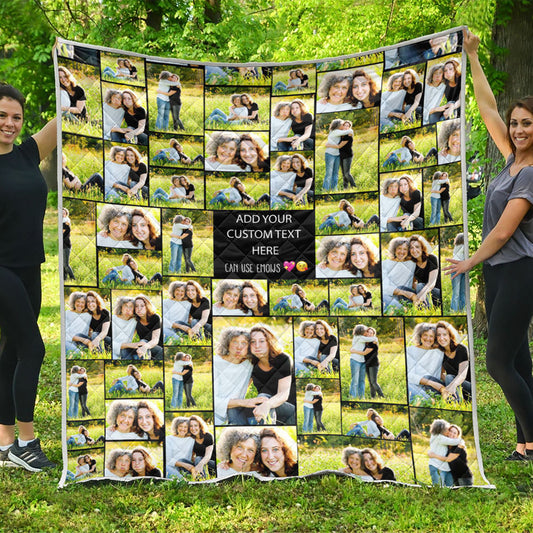 Create a Mother's Day Gift for Mom with Collage Photo & Text on AOP Quilt