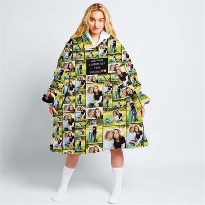 Create a Mother's Day Gift for Mom with Collage Photo & Text on Blanket Hoodie