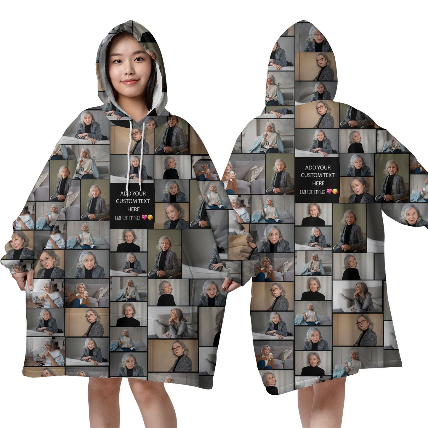 Create a Mother's Day Gift for Mom with Collage Photo & Text on Blanket Hoodie