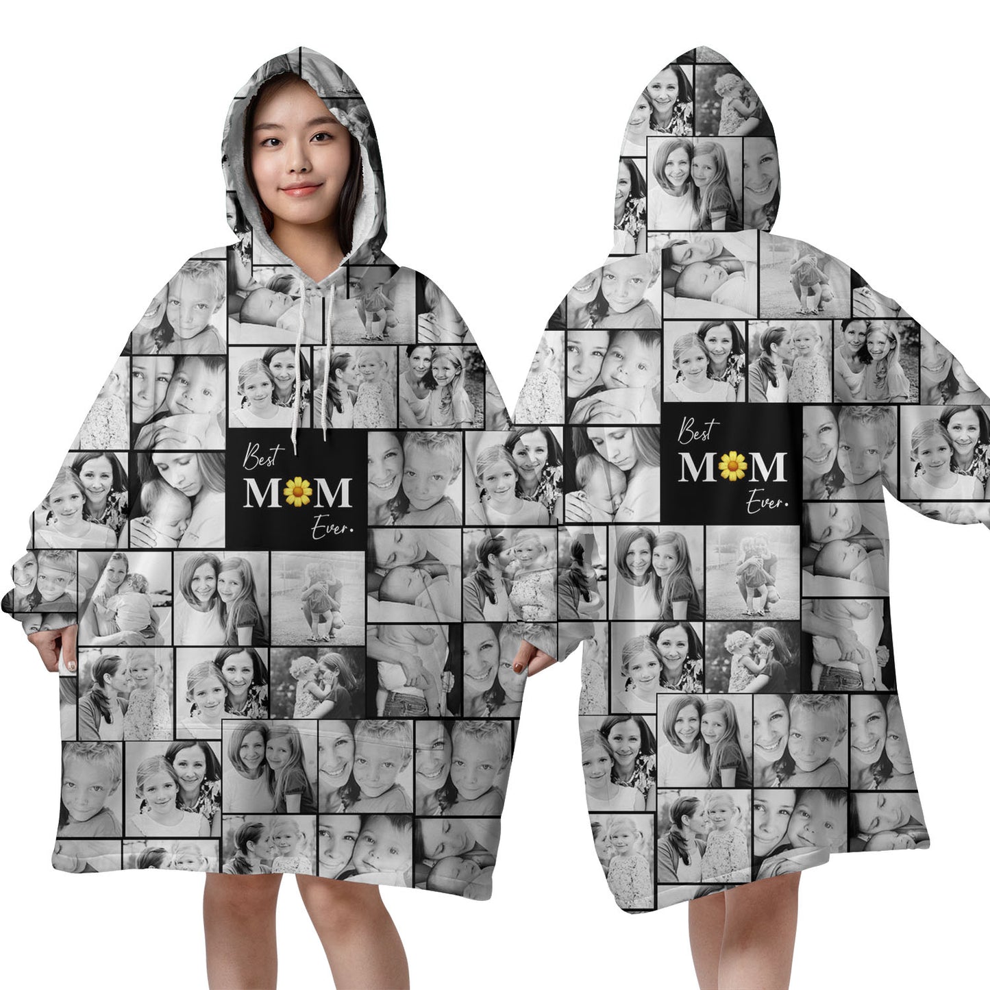 Create a Mother's Day Gift for Mom with Collage Photo & Text on Blanket Hoodie