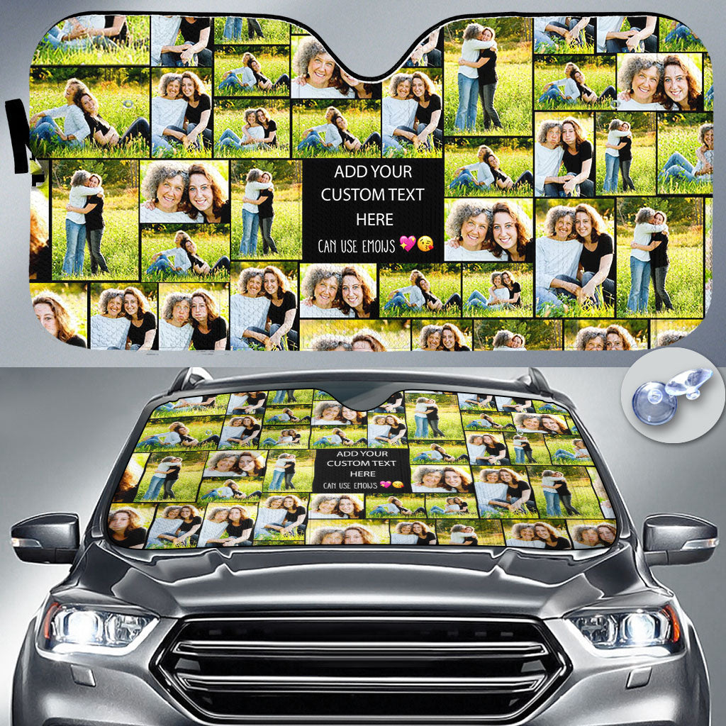 Create a Mother's Day Gift for Mom with Collage Photo & Text on Car Auto Sun Shade