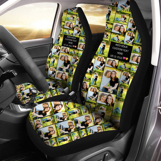 Create a Mother's Day Gift for Mom with Collage Photo & Text on Car Seat Covers & Car Floor Mat