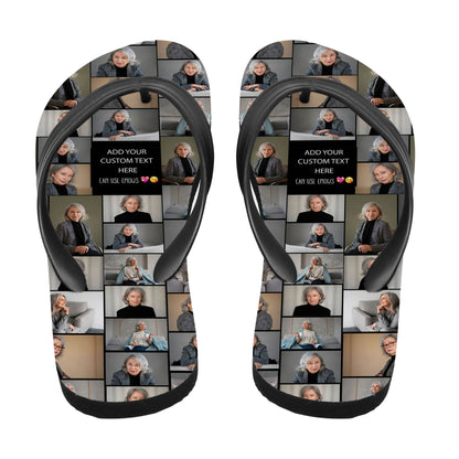 Create a Mother's Day Gift for Mom with Collage Photo & Text on Flip-Flops