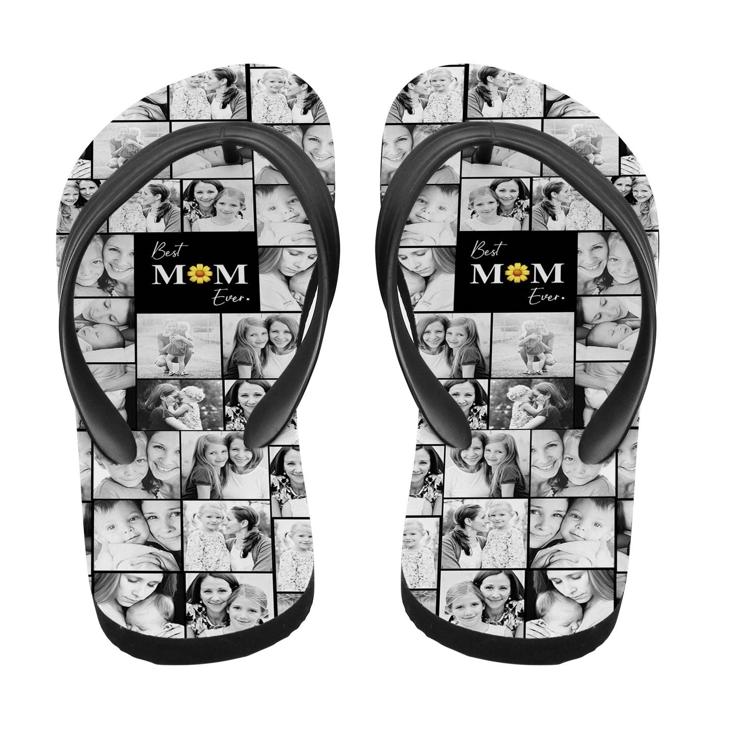 Create a Mother's Day Gift for Mom with Collage Photo & Text on Flip-Flops