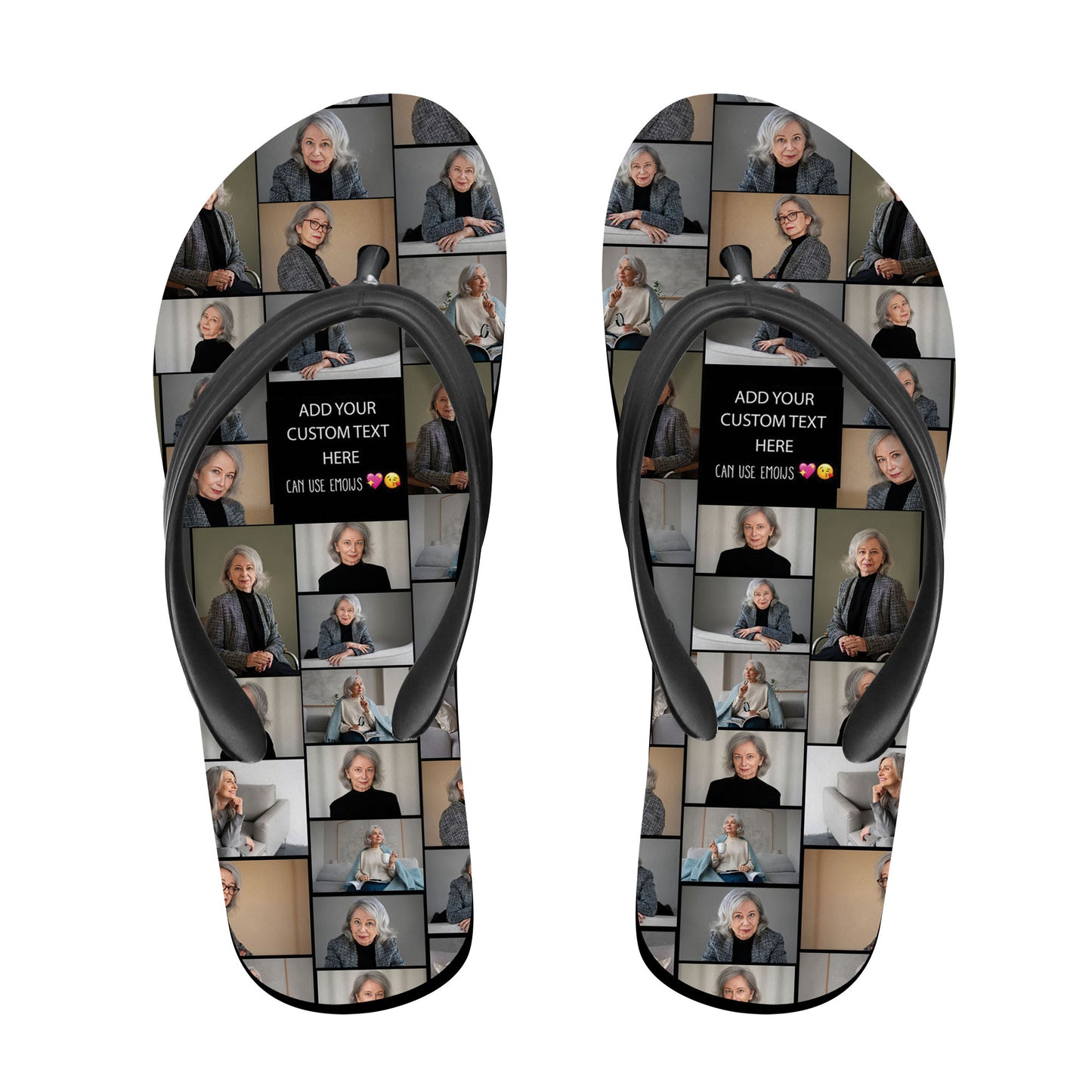 Create a Mother's Day Gift for Mom with Collage Photo & Text on Flip-Flops