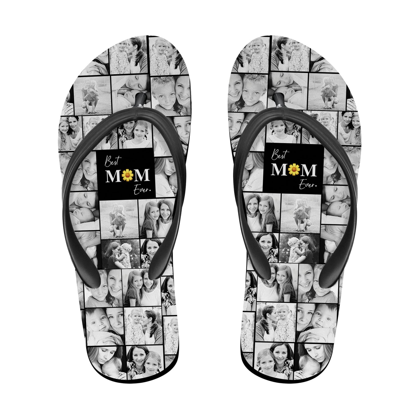 Create a Mother's Day Gift for Mom with Collage Photo & Text on Flip-Flops