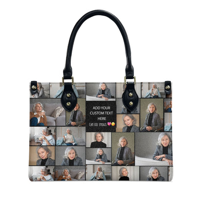 Create a Mother's Day Gift for Mom with Collage Photo & Text on Leather Handbag with Ziplock