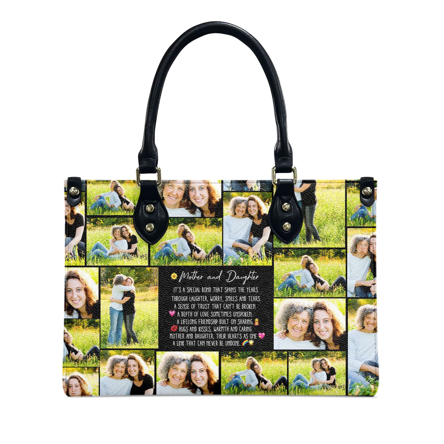 Create a Mother's Day Gift for Mom with Collage Photo & Text on Leather Handbag with Ziplock