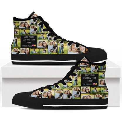 Create a Mother's Day Gift for Mom with Collage Photo & Text on Personalized High Top Shoes