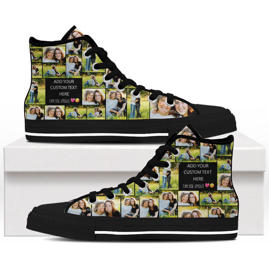 Create a Mother's Day Gift for Mom with Collage Photo & Text on Personalized High Top Shoes