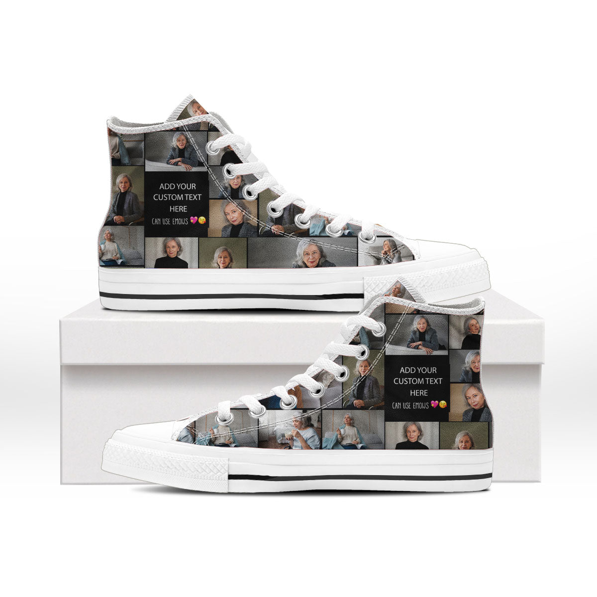 Create a Mother's Day Gift for Mom with Collage Photo & Text on Personalized High Top Shoes