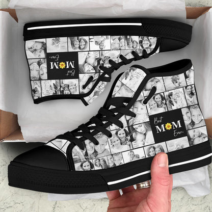 Create a Mother's Day Gift for Mom with Collage Photo & Text on Personalized High Top Shoes