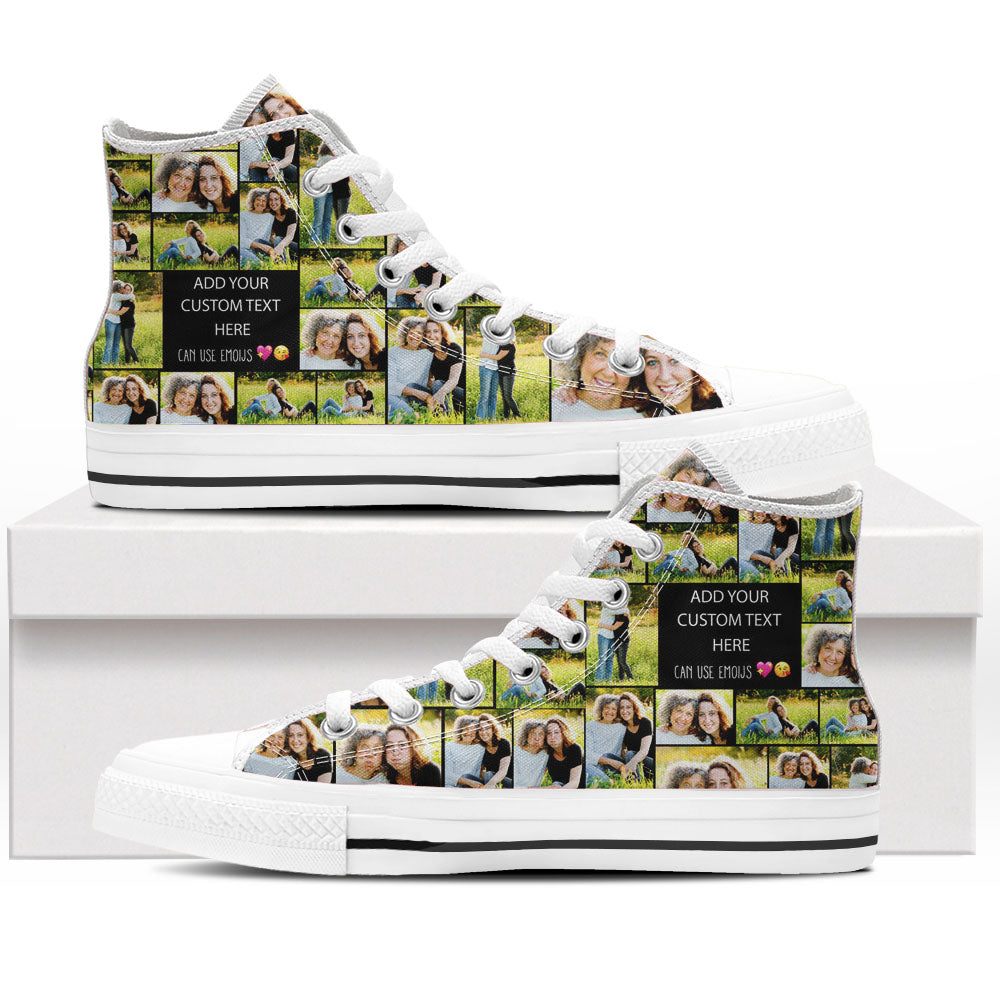 Create a Mother's Day Gift for Mom with Collage Photo & Text on Personalized High Top Shoes