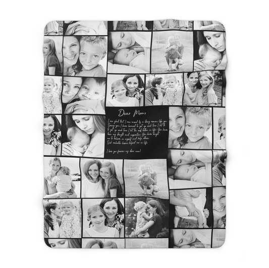 Create a Mother's Day Gift for Mom with Collage Photo & Text on Sherpa Blanket