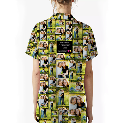 Create a Mother's Day Gift for Mom with Collage Photo & Text on Short Satin Pajama Set