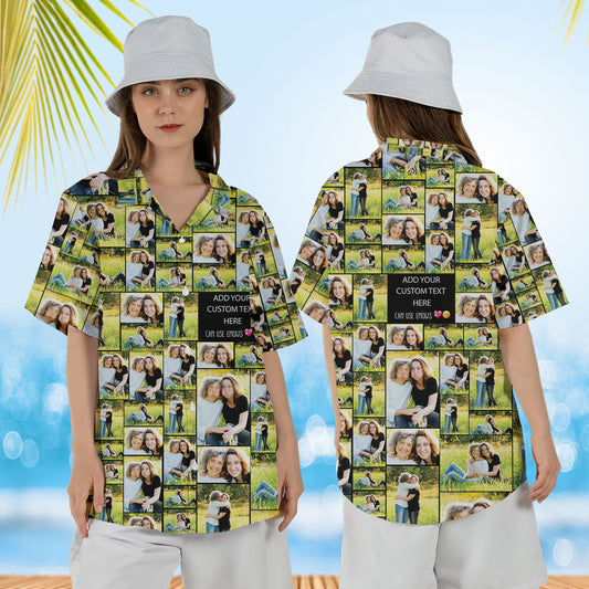 Create a Mother's Day Gift for Mom with Collage Photo & Text on Unisex Hawaiian Shirt