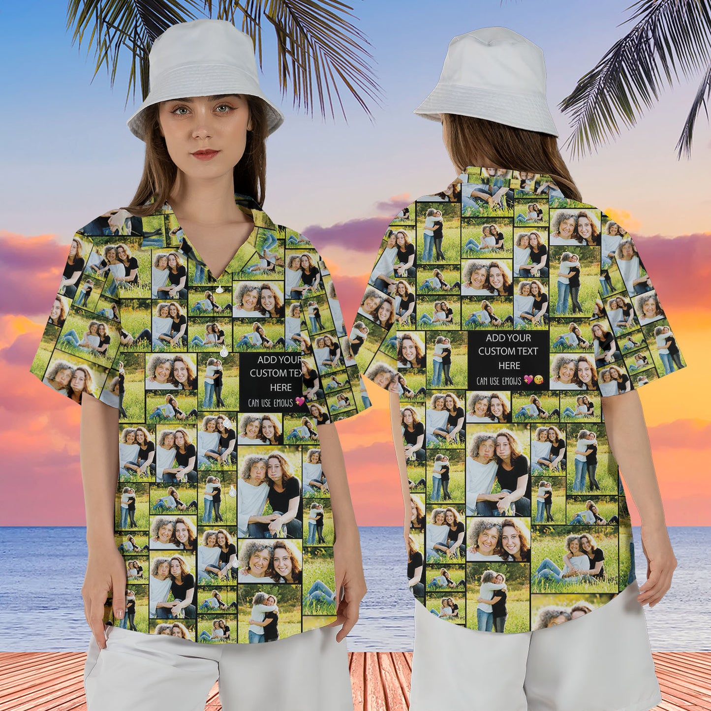 Create a Mother's Day Gift for Mom with Collage Photo & Text on Unisex Hawaiian Shirt