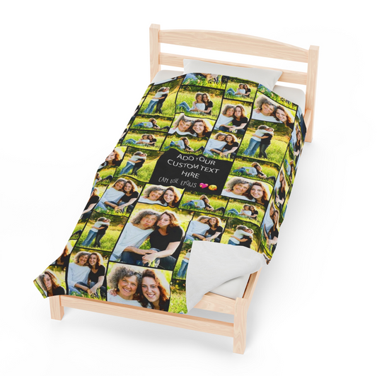 Create a Mother's Day Gift for Mom with Collage Photo & Text on Velveteen Plush Blanket