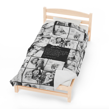 Create a Mother's Day Gift for Mom with Collage Photo & Text on Velveteen Plush Blanket