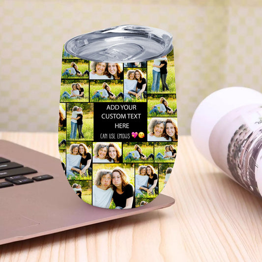 Create a Mother's Day Gift for Mom with Collage Photo & Text on Wine Tumbler