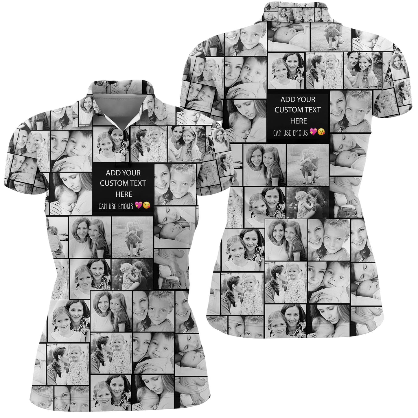 Create a Mother's Day Gift for Mom with Collage Photo & Text on Women Polo Shirt