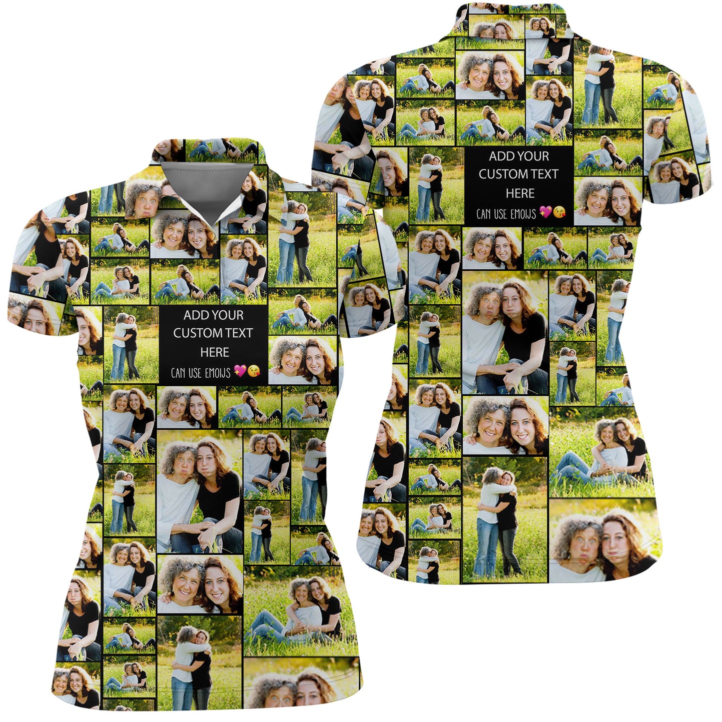 Create a Mother's Day Gift for Mom with Collage Photo & Text on Women Polo Shirt