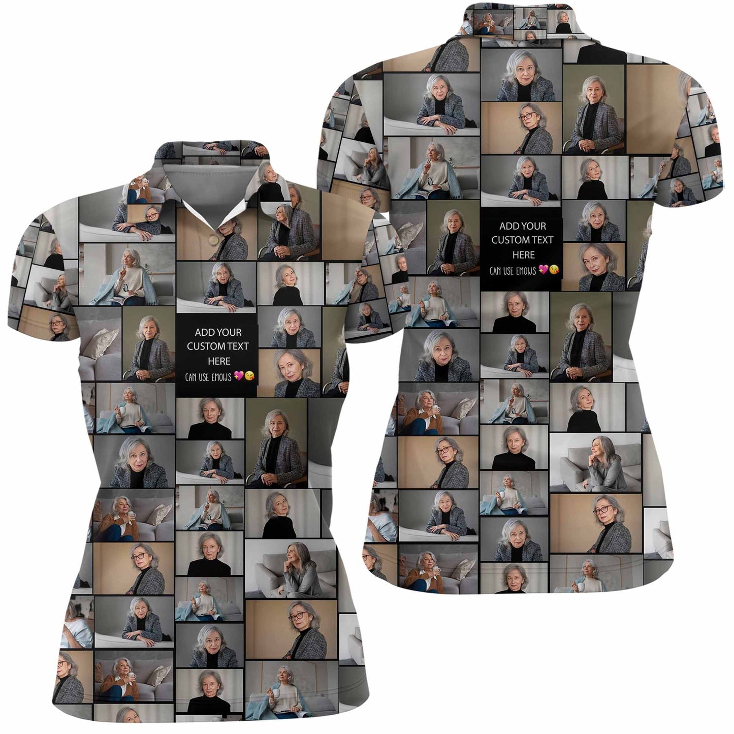 Create a Mother's Day Gift for Mom with Collage Photo & Text on Women Polo Shirt