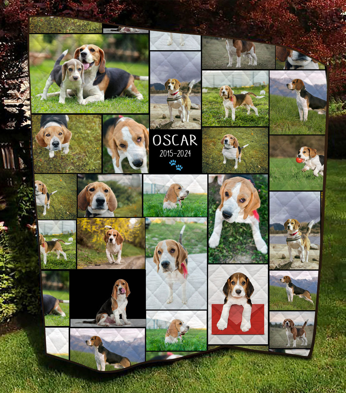 Create a Pet Dog Lovers Gift, Dog Mom Gift with Collage Photo & Text on AOP Quilt