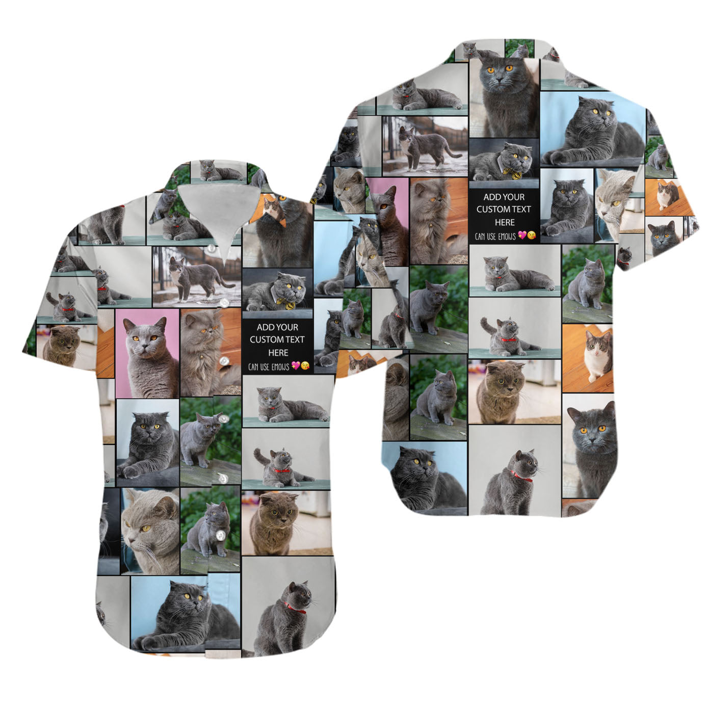 Create a Pet Cat Lovers Gift, Cat Mom Gift with Collage Photo & Text on Unisex Hawaiian Shirt