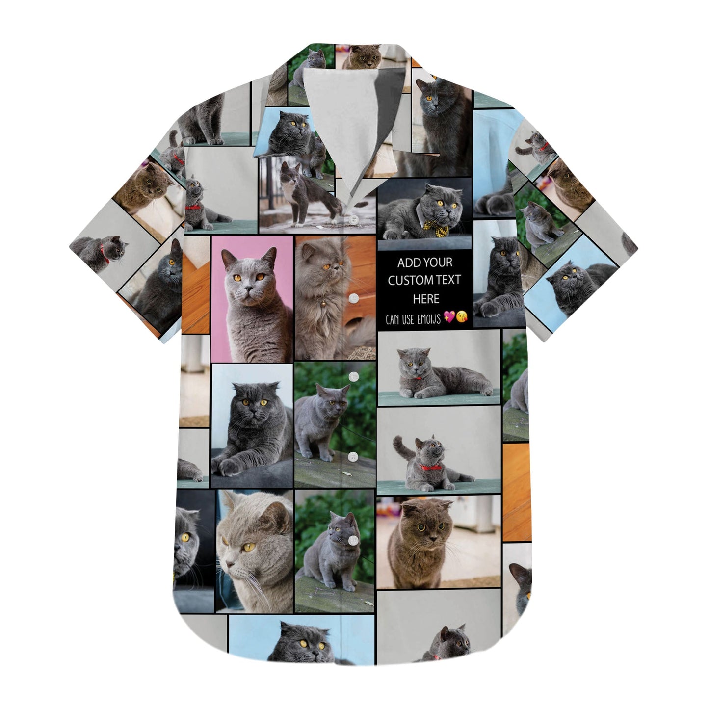 Create a Pet Cat Lovers Gift, Cat Mom Gift with Collage Photo & Text on Unisex Hawaiian Shirt