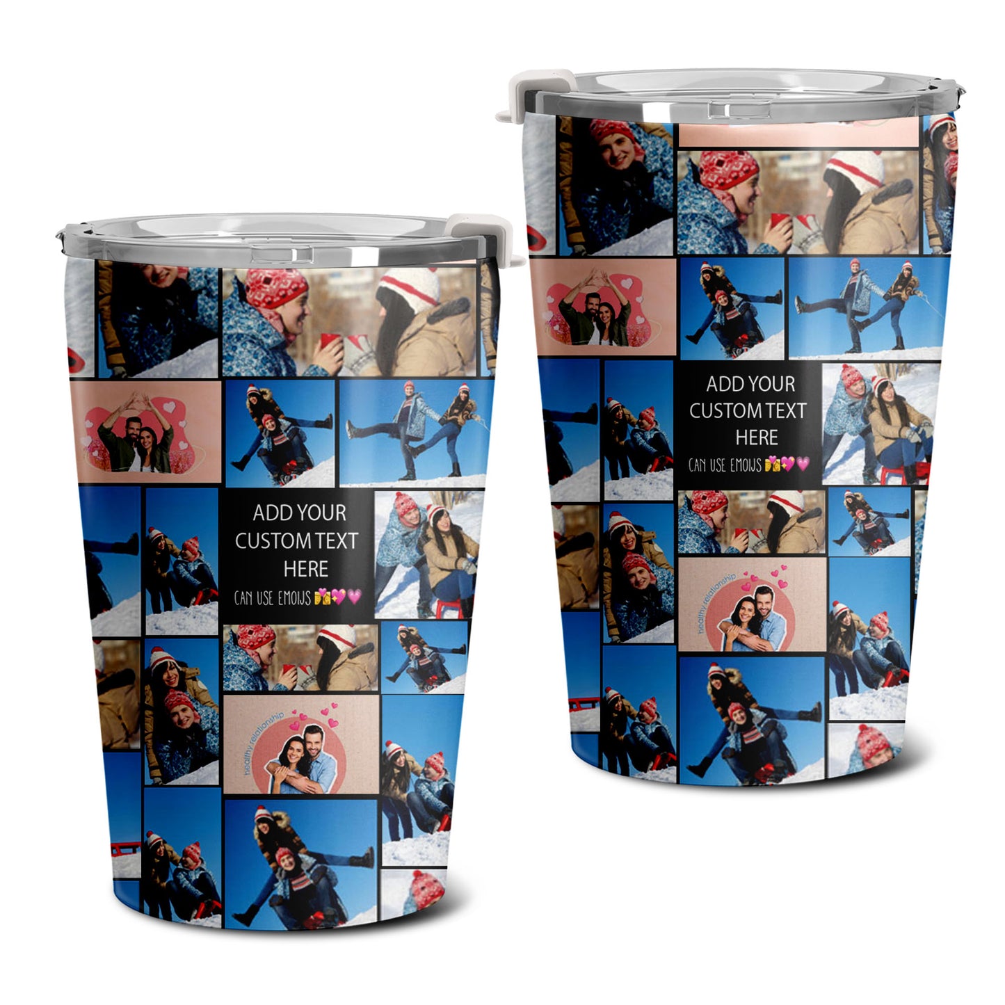 Create a Valentine's Day Gift for Her, Him with Collage Photo & Text on 20oz Full Tumbler