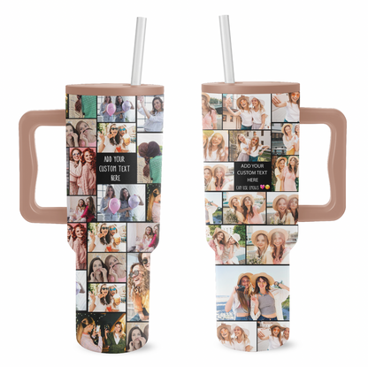 Custom Best Friend Photo Collage & Text on Personalized 40oz Trek Tumbler